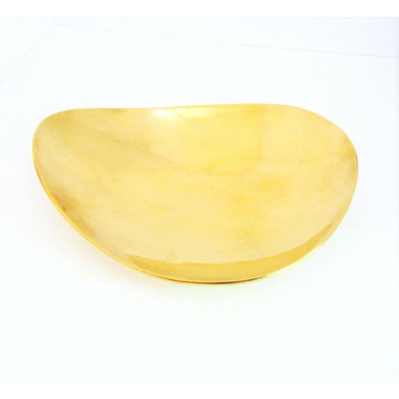 Solid BRASS DRESSER DISH Jewelry Bowl Deco Catchall Coin Tray Trinket Candy 8.8" - Picture 5 of 6